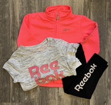 Reebok Girl's Neon Sunset Jacket, Tee Stretch Pants Outfit 3pc Set - Size 24M