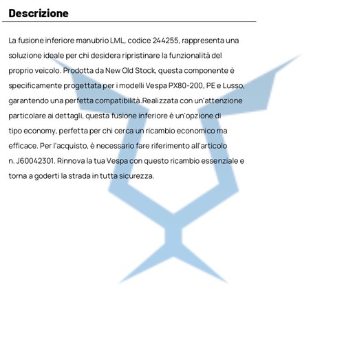 Fusione NEW OLD STOCK Inferiore Manubrio PIAGGIO 80 per Vespa PX V8X1