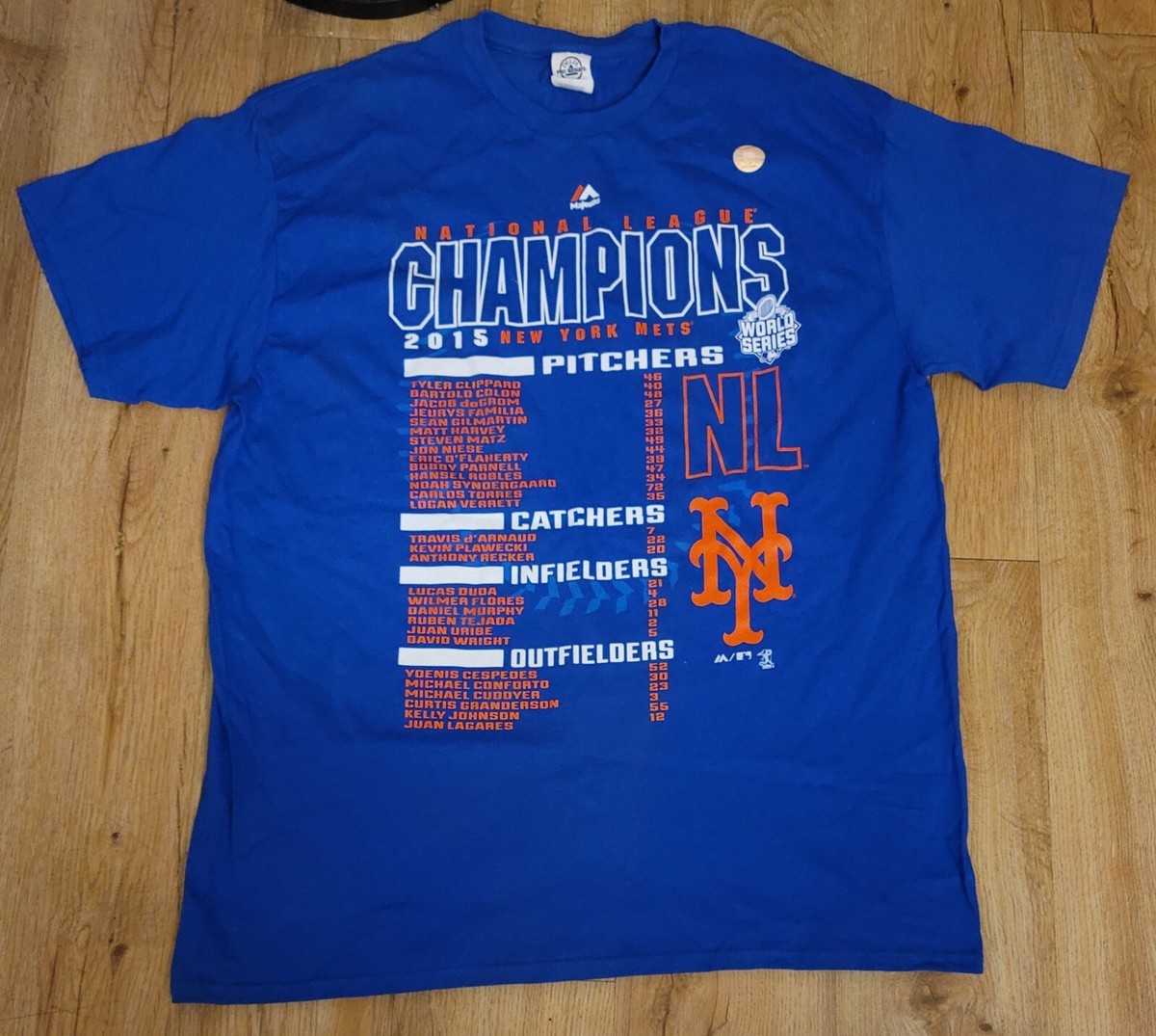 New York Mets 2015 National League Champions Roster T-Shirt men's