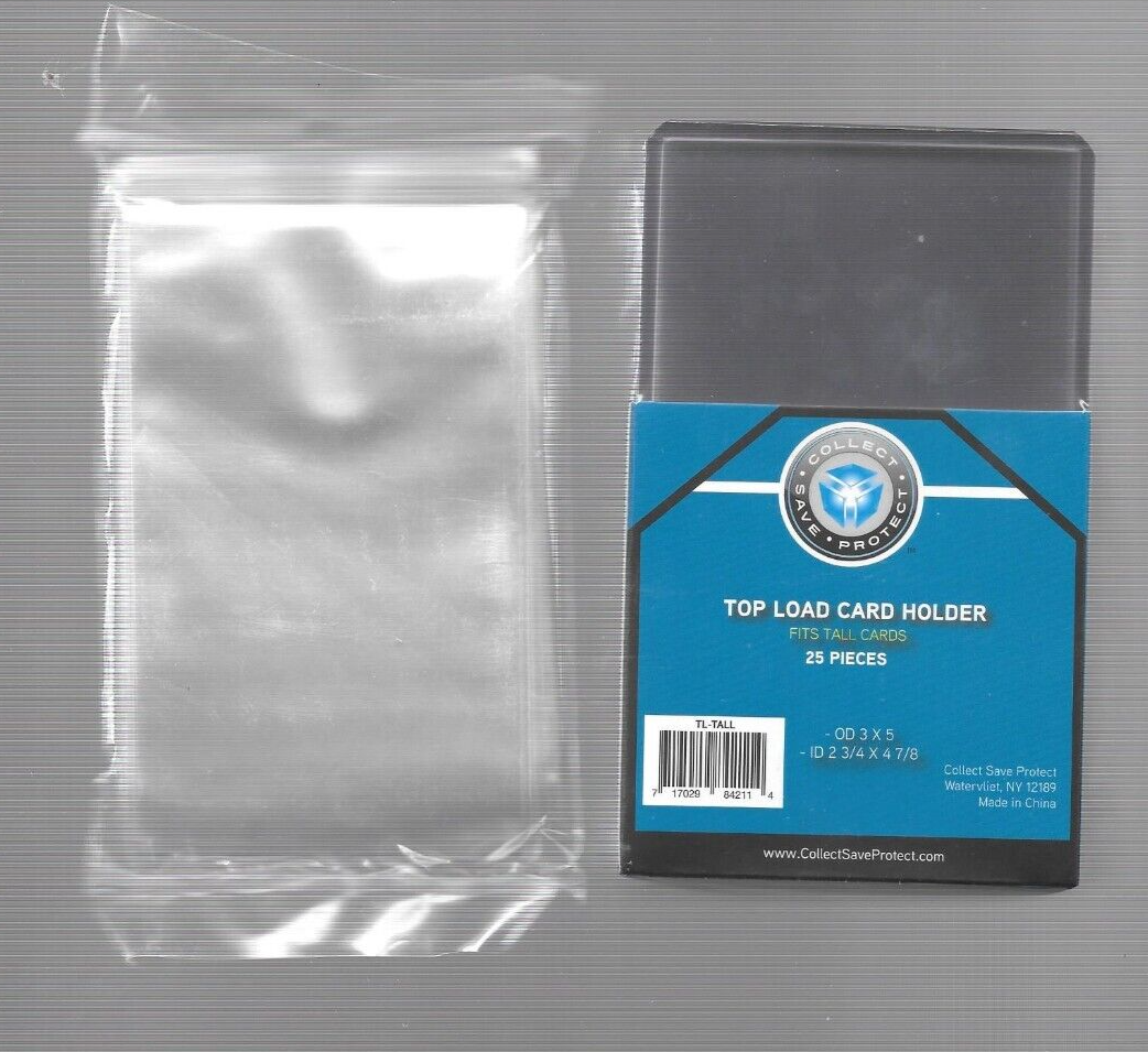 CSP Card Protection 25 Tall Toploaders + 25 Tall Soft Sleeves - 3"x5" Card  Protection, Free Shipping Ultra Pro Top Loaders