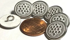 6 Shiny Silver Tone Metal White Paint Shank Buttons Stars 15mm Almost 5/8" 11772