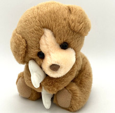 Vintage 1986 Mattel Emotions Plush Brown Puppy Holding Bone Stuffed Animal 7"