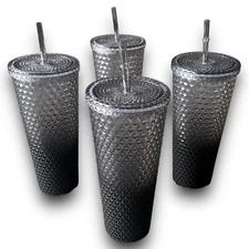Mainstays - Lot of 4 - 26oz Textured Tumblers - Ombre Black