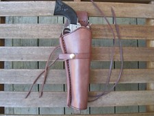Western Holster - Long 8" Barrel - Right Handed - Brown - Smooth Leather