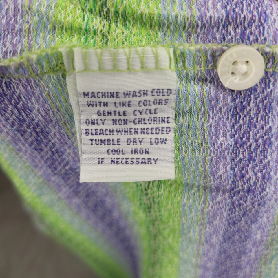 Alan Flusser Polo Shirt XL Purple & Green Mercerized Cotton Small Faded Spot Pic - Image 2 of 4