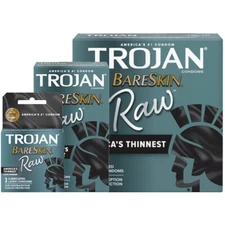 Trojan Bareskin RAW Thinnest Sensitive Lubricated Latex Condoms