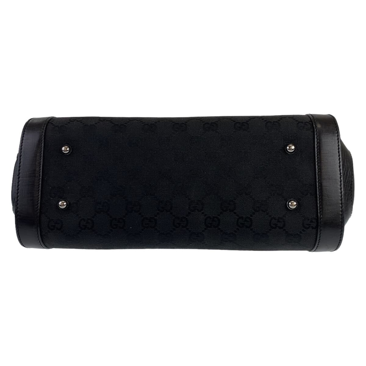 GUCCI Bamboo Black Black Silver Metal Fittings GG Canvas GUCCI Bamboo Black Black Silver Metal Fittings GG Canvas