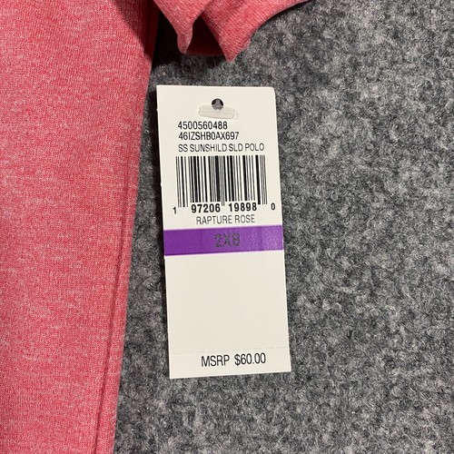 IZOD Saltwater Sunshield Performance Polo Shirt Adult 2XB Big & Tall Pink Pocket - Picture 5 of 17