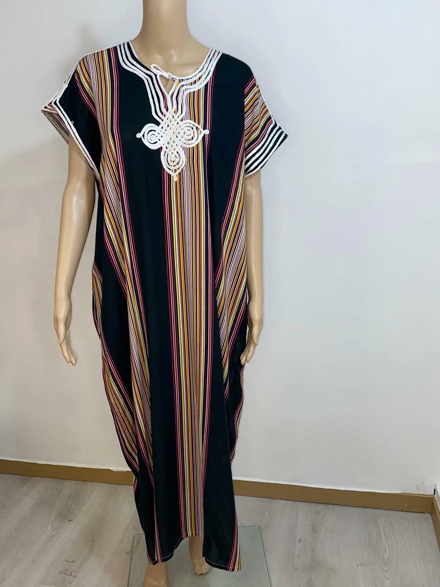 Robe orientale Gandoura marocaine noir pour femme