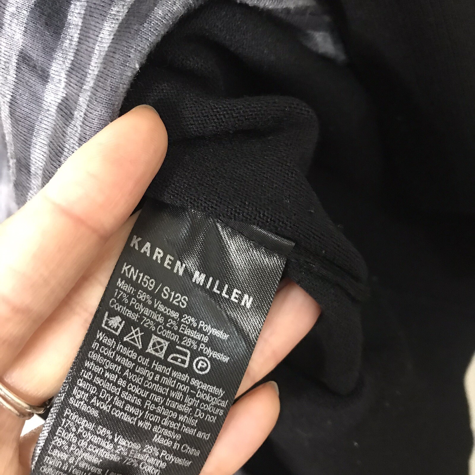 Karen Millen Black Asymmetrical Knit Dress Zipper… - image 6