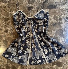 Y2K Split Front Top Victoria  s Secret Black Oriental Fairy Grunge Goth 00s Sz XS