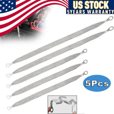 5PCS Universal Car Engine Ground Strap 3x10''+2x13'' Braided Tinned Copper Cable