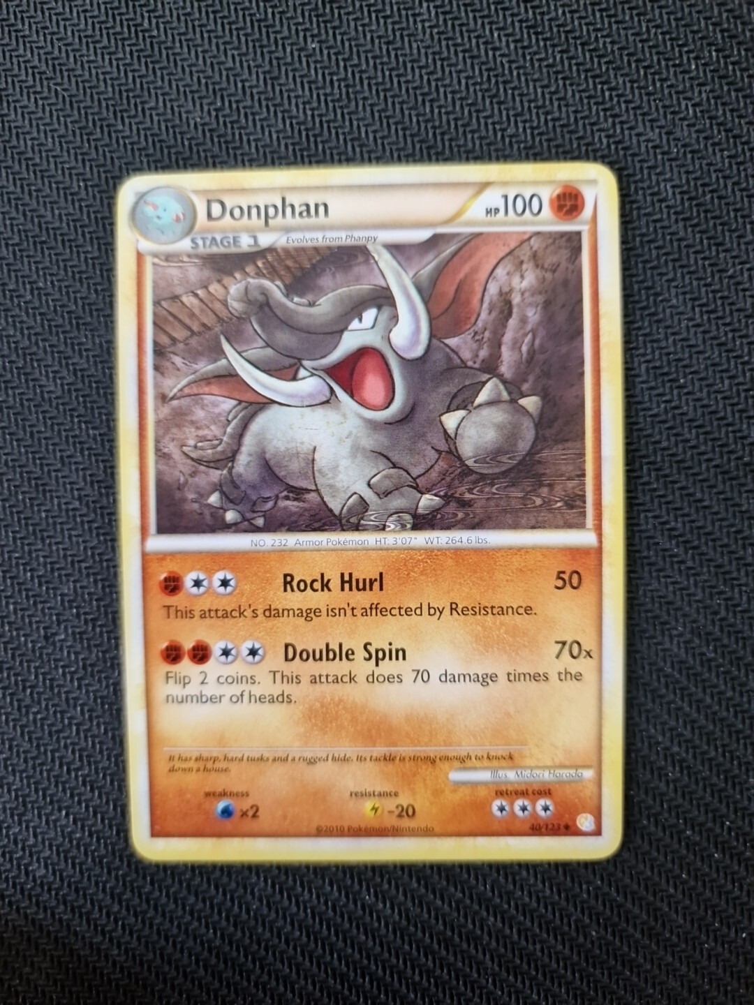 Donphan - 40/123 - Uncommon - Heartgold & Soulsilver - 2010 - Pokémon Card - LP