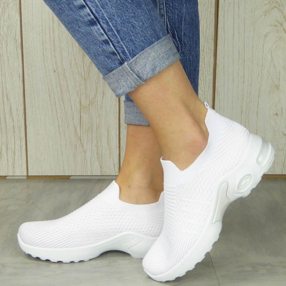 white slip on ladies trainers