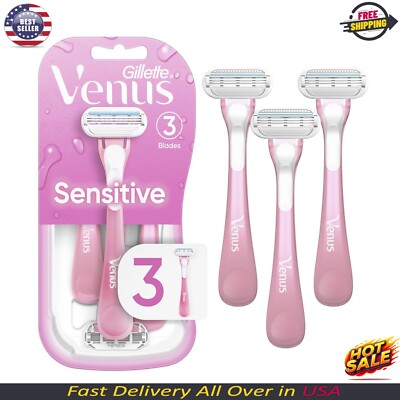 Gillette Venus Sensitive Women's Disposable Razors - Single Package of 3 Razors