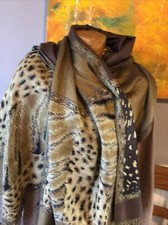 Pashmina Scarf Brown Print Animal