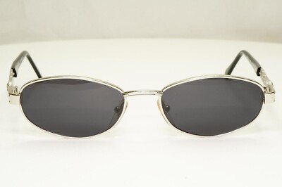 Gianni Versace 1995 Vintage Silver Medusa Retro Black Sunglasses
