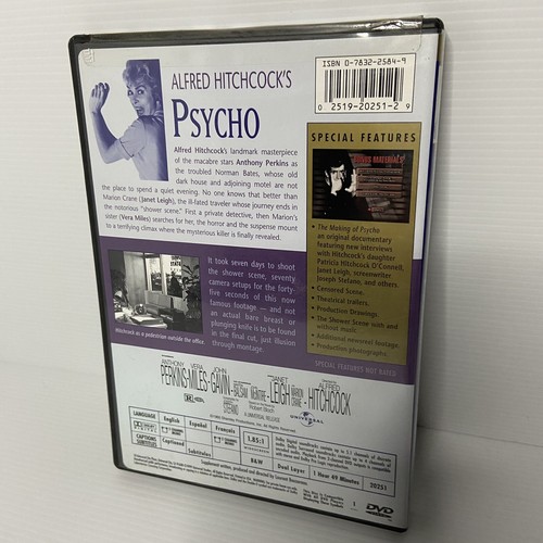 Psycho (DVD, 1999) Remastered from 1960, Collectors Edition Unopened - Region 1 - Picture 2 of 7