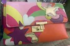 Betsy Johnson Women's Multi Groovy Heart & Stars Sholder Bag-NWT