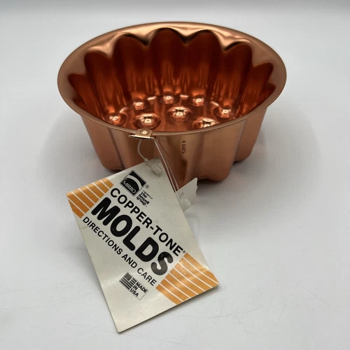 Mirro Copper Tone Molds 4 Cups Vintage NOS