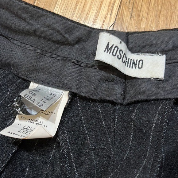 Moschino Gray Pin Striped wool high waist wide leg Pants