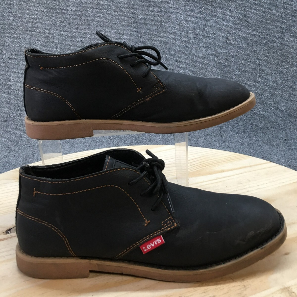 Levis Boots Mens 8 Sonoma Wax Desert Booties Black Lace Up 