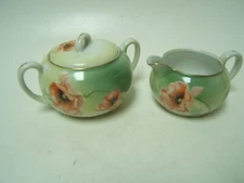 RS Germany RS11 Creamer and Sugar Bowl with Lid Poppy Design
