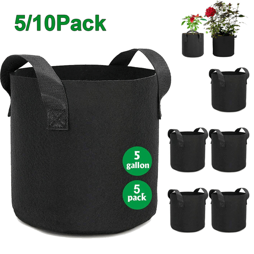 5/10 Pk Plant Grow Bags Fabric Pot Nursery Soil Bag W/Handles Thickened Nonwoven - Picture 17 of 20