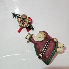 Handmade Santa Claus & Gingerbread Man Christmas Holiday Pinbacks Set
