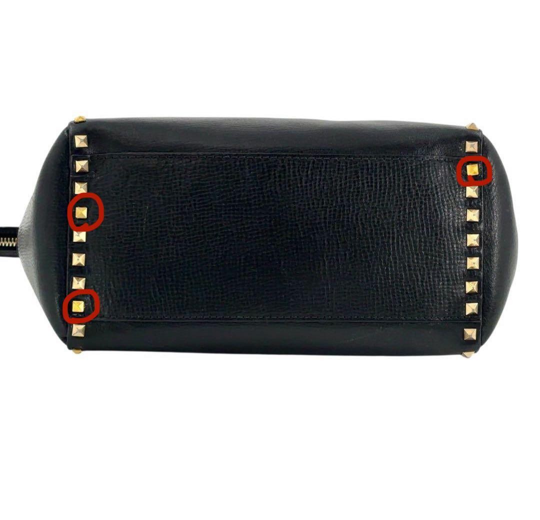 Valentino Garavani 2Way Rockstud Leather Handbag Black AA Condition Japan thumbnail 17
