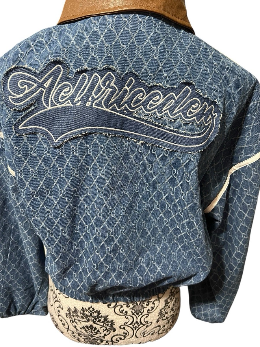 Aelfric Eden Vintage Denim With Faux Leather Zip Up Cropped Jacket