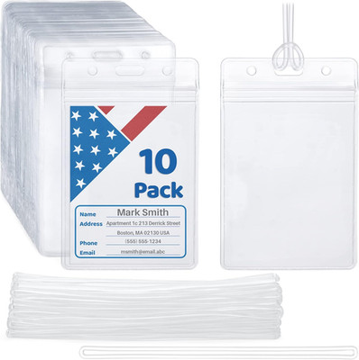 -Usa Luggage Tags with Transparent Loops (Clear, 10 Pack), Waterproof Travel Bag