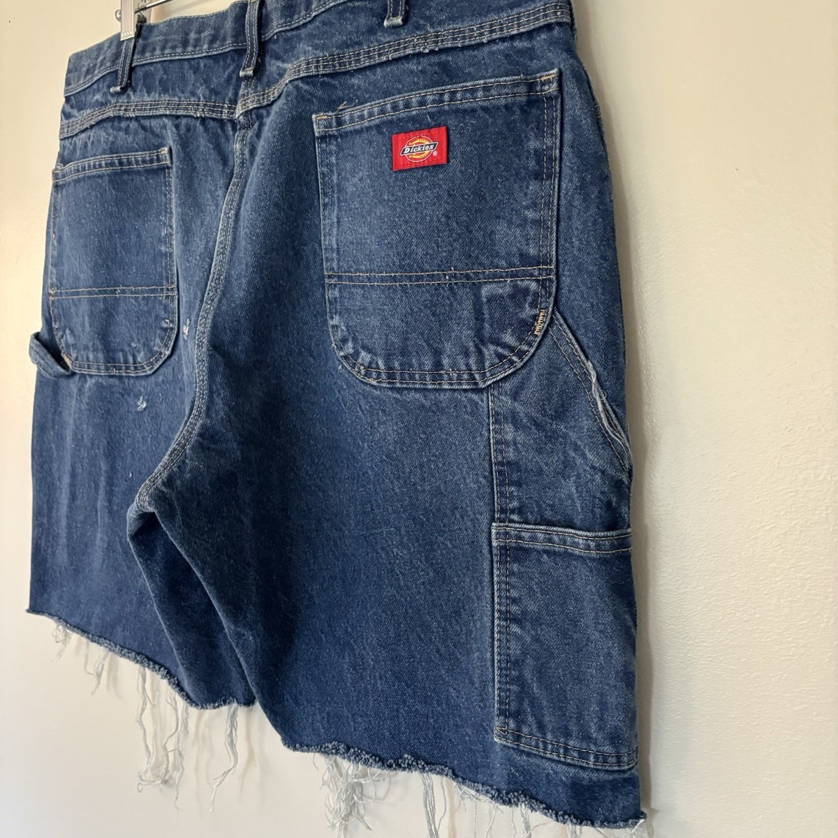 Vintage Dickies Shorts Mens 38 Distressed Denim Cut Off Carpenter