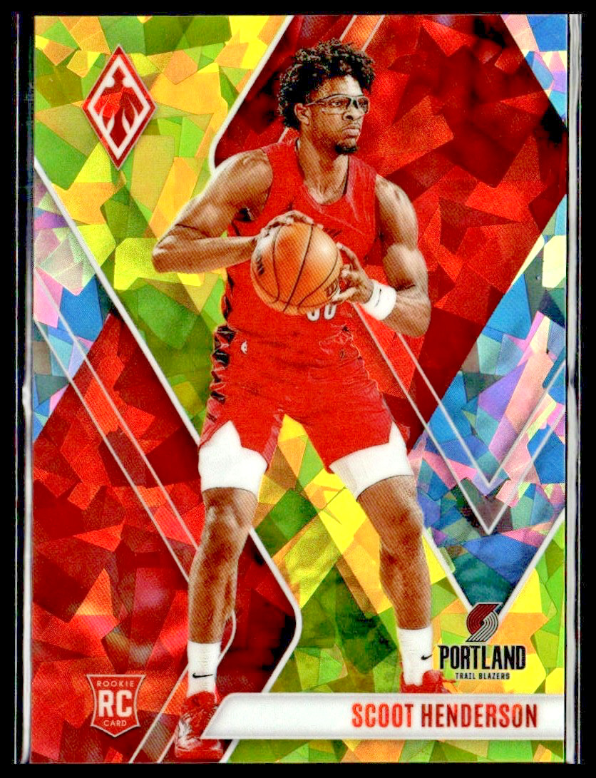 2023-24 Panini Phoenix 298 Scoot Henderson Trail Blazers RC Yellow Ice 070/175