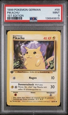 【PSA8】1999年 1st Edition ピカチュウ #58 1999 Pokemon GERMAN 1st Edition Base Set Pikachu 58/102 PSA 9 MINT