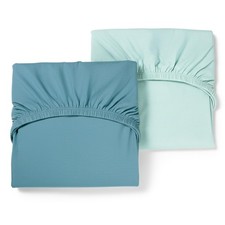Luvberries Guava Lotus Travel Crib Sheets Set of 2   24 in x 42 in, Blue