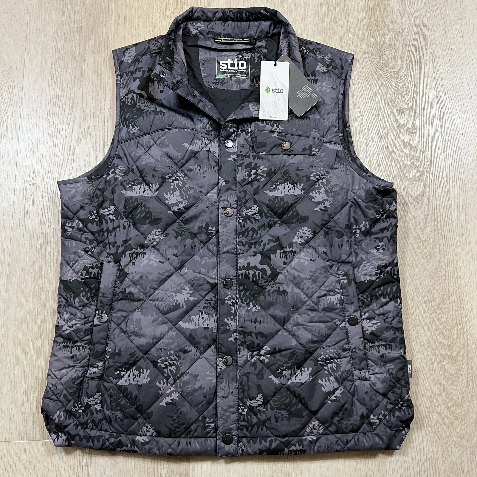 Stio Huckberry Men’s M Skycrest Insulated Vest Steel Gray Camo Camouflage