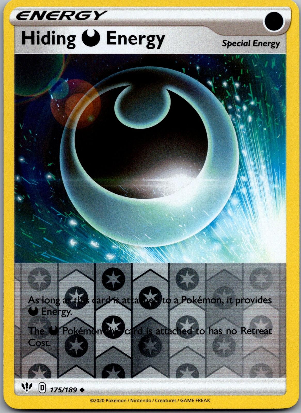Hiding Darkness Energy 175/189 Uncommon Darkness Ablaze Pokemon Reverse Holo NM