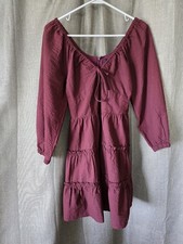 Madewell Amalia Tiered Mini Dress in Cabernet Size 00 Puff Sleeves