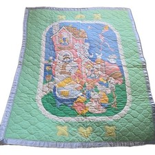 Vtg Mother Goose Home Sweet Quilt Blanket Crib Cranston 34" x 42.5" Baby Panel