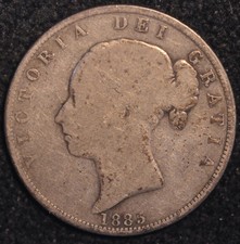 Halfcrown 1885 Victoria Young Head .925 Silver (T88)