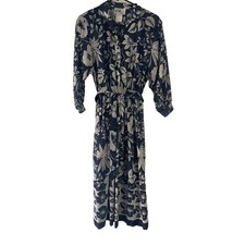 Wivi California Vintage 90s Size Small Sheer Floral Blue Belted Sun Dress