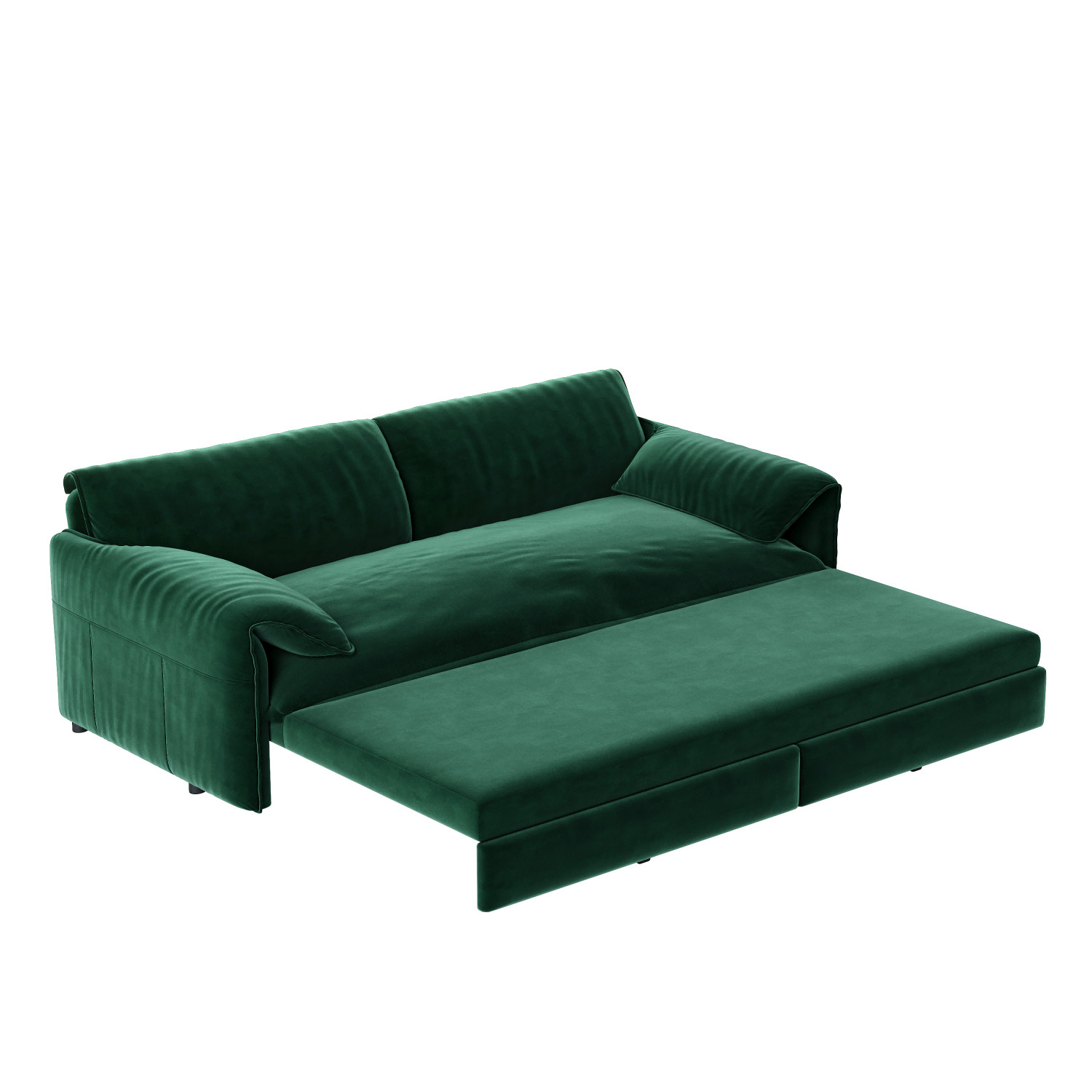 Queen Pull Out Sleeper Sofa Bed,Convertible Velvet Loveseat Couch w/Side Storage