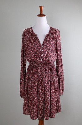 ANN TAYLOR LOFT NWT $89 Floral Shirred Drawstring Tie Waist Dress Size XS