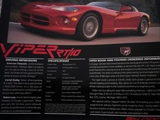 The Dodge Viper RT 10 Car Sales Info Brochure Sheet USA