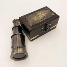 Telescope Vintage Brass Victorian Marine Telescope Spyglass with wooden box