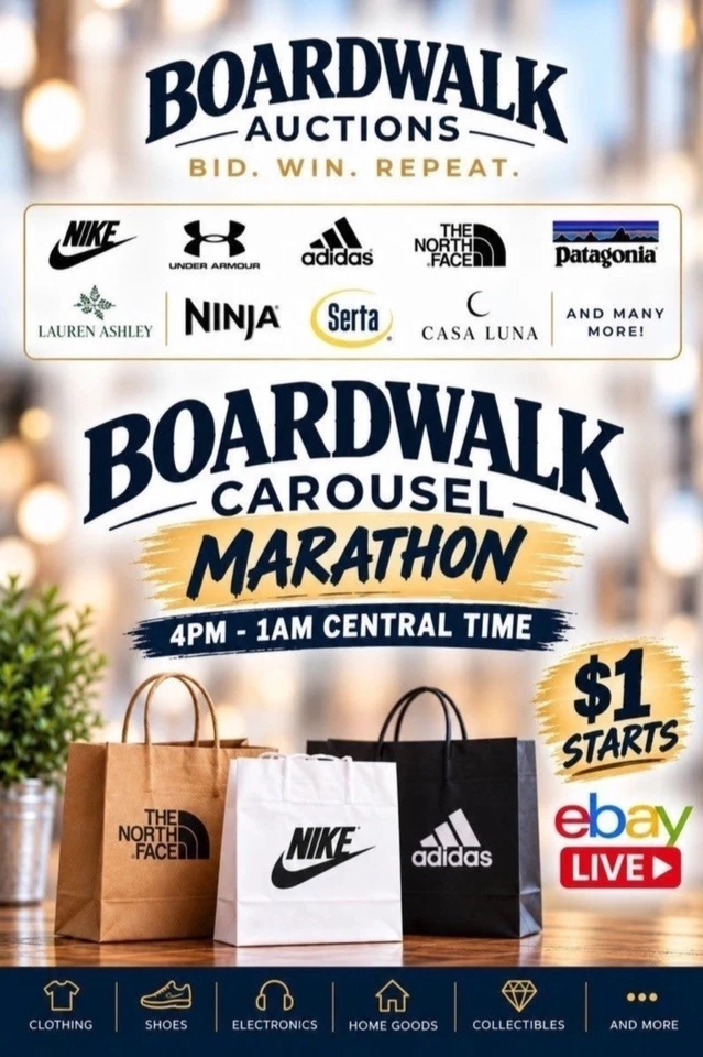 $1 STARTS | BOARDWALK MARATHON CAROUSEL - Jewelry  Apparel 11/05/26