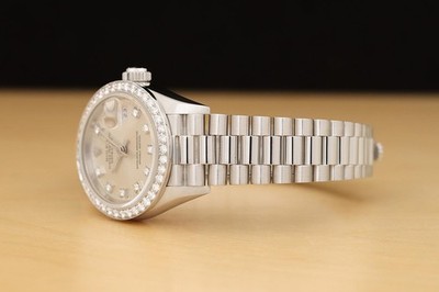 ROLEX LADIES DATEJUST 69136 SILVER FACTORY DIAMOND PLATINUM