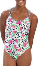 Dolfin Women's Print Keyhole Back One Piece Swimsuit, Multi, 30