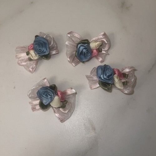 Vintage Hook And Loop Baby Barrett’s Bows Pink Hair Accessories Flowers